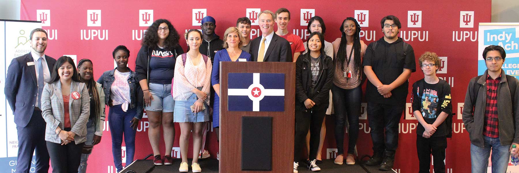 IUPUI's first-round Promise Scholars with Indianapolis Mayor Joe Hogsett.